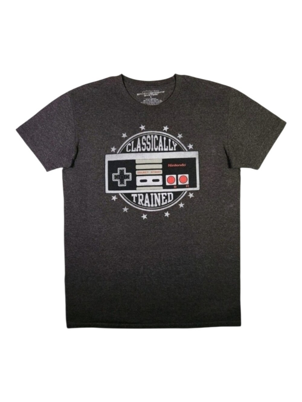 NINTENDO Classically Trained NES 8-Bit Controller Graphic Tee Dark Gray Large